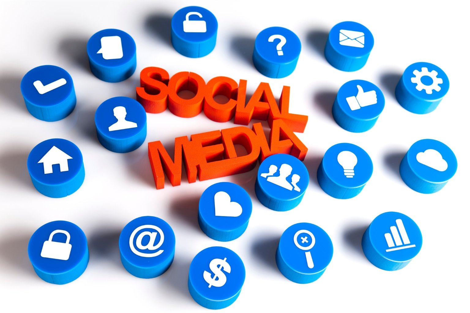 Social media marketing concept with icons showing engagement, growth and online strategy